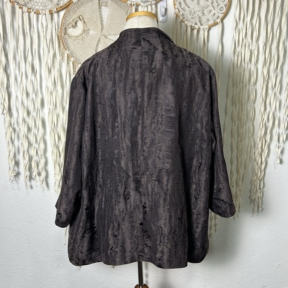 Eileen Fisher Women Brown Open Front Lagenlook Silk Blend Dinner Jacket Size 1X - Picture 5 of 8